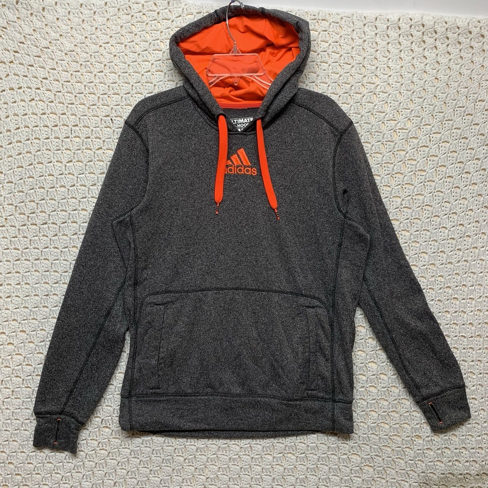 Adidas Hoodie Woman Sz‎ M Grey and Orange Climawarm Pullover Athletic Ultímate